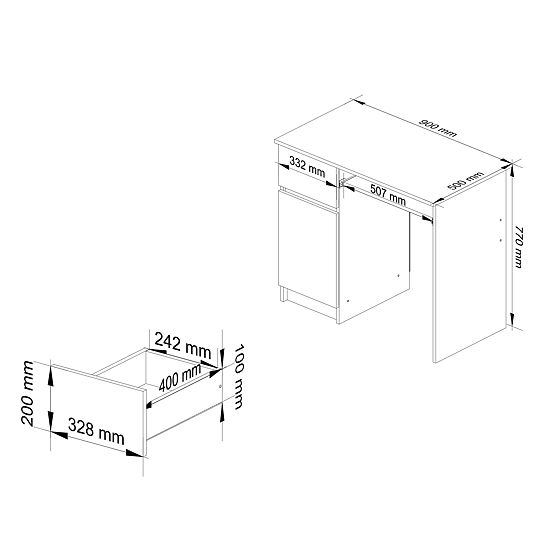 RAČUNALNIŠKA MIZA PIKSEL PK ČRNI SIJAJ LEVA