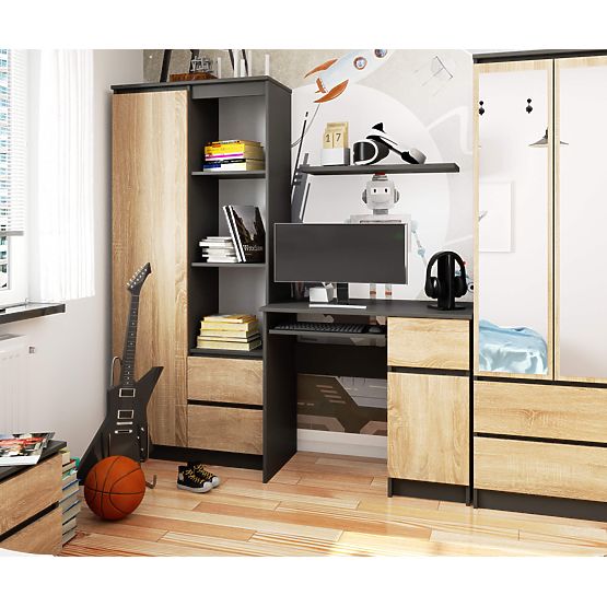 RAČUNALNIŠKA MIZA PIKSEL PK SIVA / HRAST SONOMA - DESNA