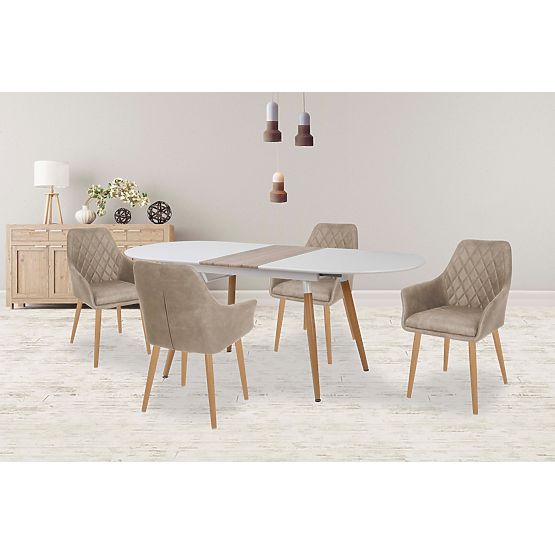 Raztegljiva miza CALIBER bela / hrast san remo (1p=1ks)