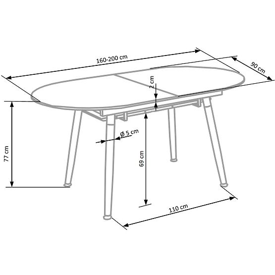 Raztegljiva miza CALIBER bela / hrast san remo (1p=1ks)