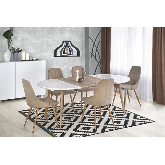 Raztegljiva miza EDWARD bela / hrast san remo (2p=1ks)