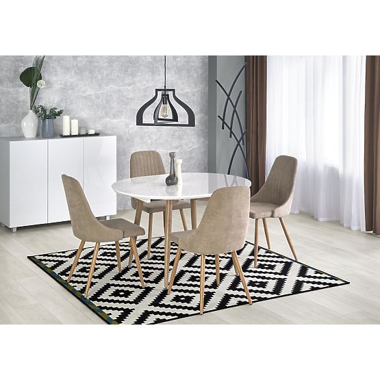 Raztegljiva miza EDWARD bela / hrast san remo (2p=1ks)