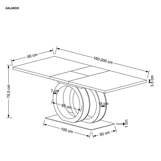 Raztegljiva miza GALARDO, bela / zlata (3p=1ks)
