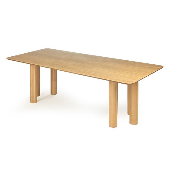 Raztegljiva miza Loa 140-200 cm, hrastov furnir, naravna, bukov les, zaobljena