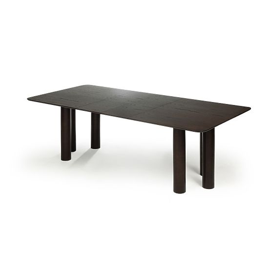 Raztegljiva miza Loa 140-200 cm, hrastov furnir, oreh, bukov les, zaobljena