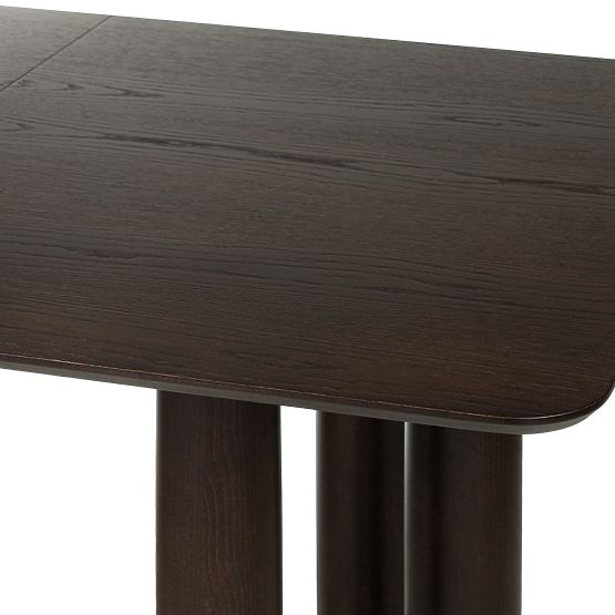 Raztegljiva miza Loa 140-200 cm, hrastov furnir, oreh, bukov les, zaobljena