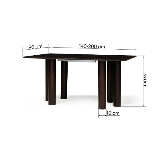 Raztegljiva miza Loa 140-200 cm, hrastov furnir, oreh, bukov les, zaobljena