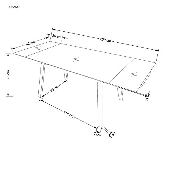 Raztegljiva miza LOZANO, črni marmor / oreh (2p=1ks)
