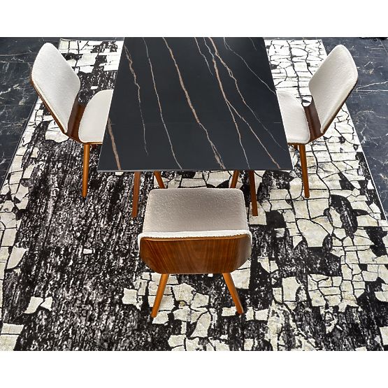 Raztegljiva miza LOZANO, črni marmor / oreh (2p=1ks)