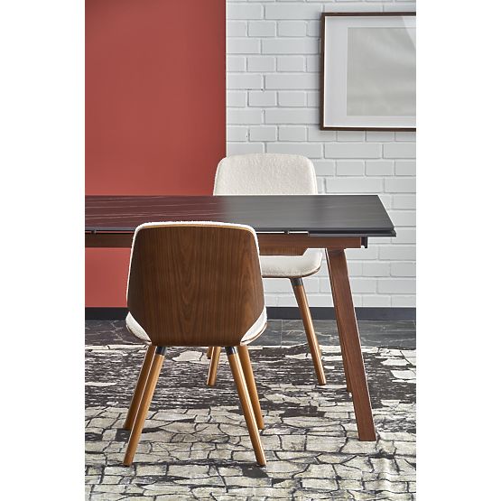 Raztegljiva miza LOZANO, črni marmor / oreh (2p=1ks)