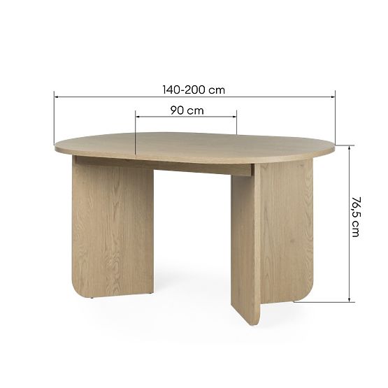 Raztegljiva miza Mou 140-200 cm, hrast Cremona Torro, ovalna plošča