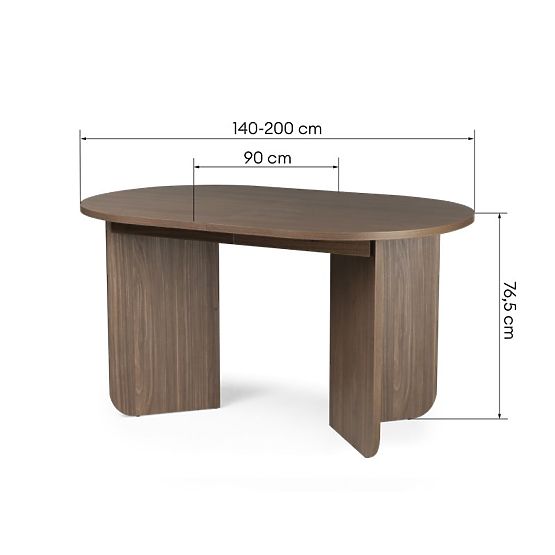 Raztegljiva miza Mou 140-200 cm, Oreh lincoln, ovalna plošča