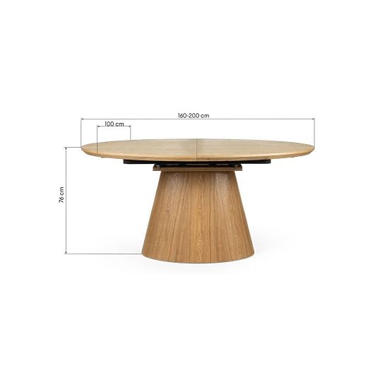 Raztegljiva miza Solan 160-200 cm, ovalna, naravna