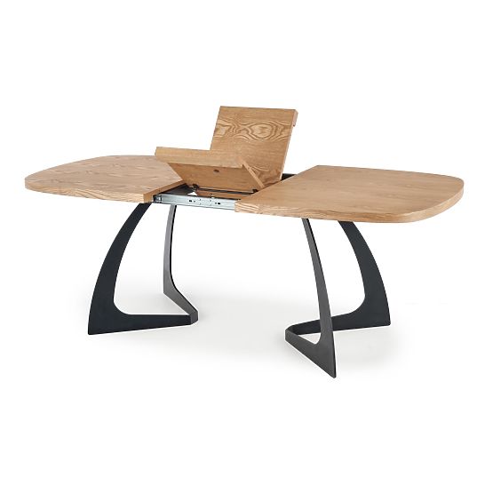 Raztegljiva miza VELDON, plošča - naravni hrast, noge - črne (2p=1ks)