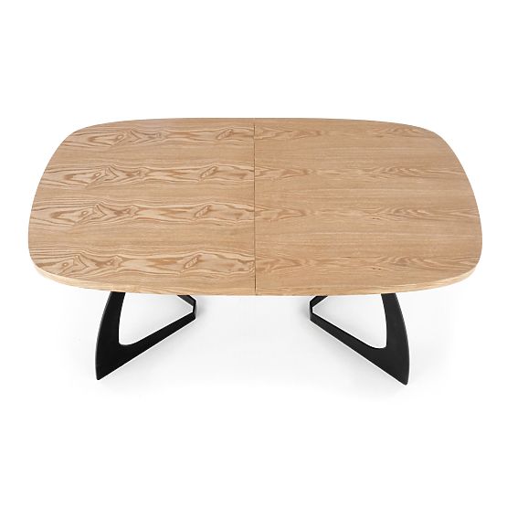 Raztegljiva miza VELDON, plošča - naravni hrast, noge - črne (2p=1ks)