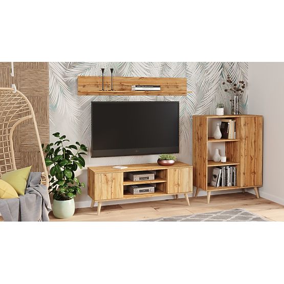 Regal omara Fondi zlati hrast, skandinavski