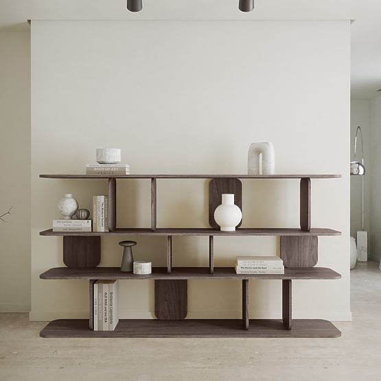 Regal Tulumo 200 cm, zaobljen, Oreh Villa