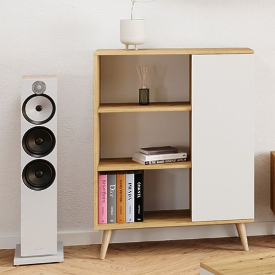 Regal vitrina Fondi lesene noge Hrast artisan bel