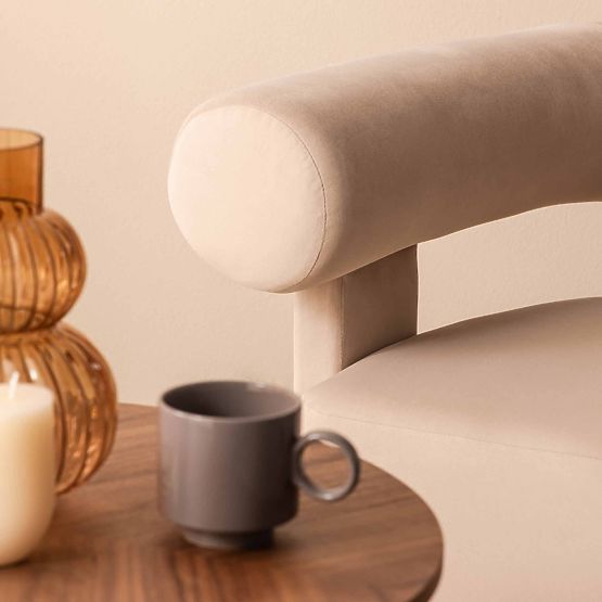 Relaksacijski stol Hella svetlo bež, žametni, zaobljeni