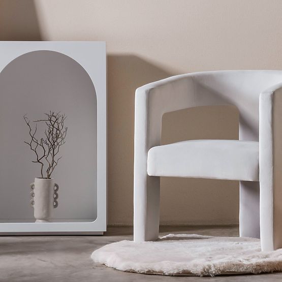 Relaksacijski stol Lory, žamet, svetlo bež