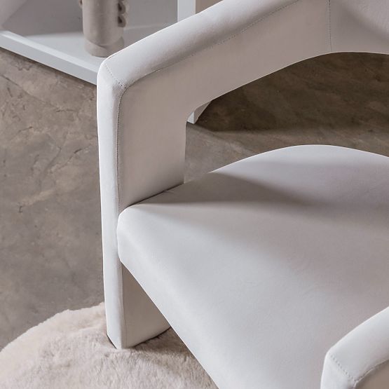 Relaksacijski stol Lory, žamet, svetlo bež