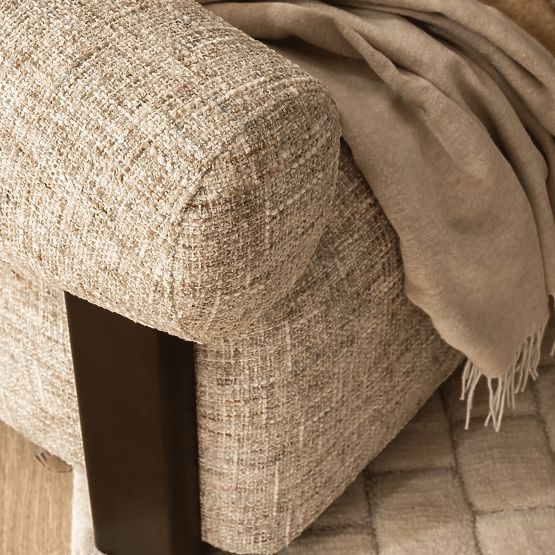 Relaksacijski stol Maribel bež-siva/oreh, zaobljena oblika