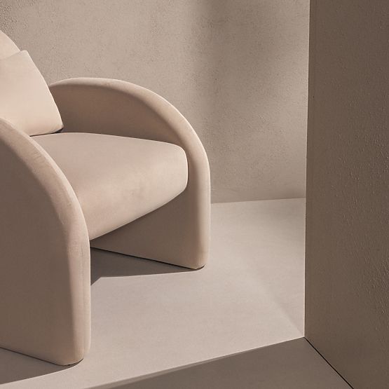 Relaksacijski stol Rainbow svetlo bež, žamet, zaobljen