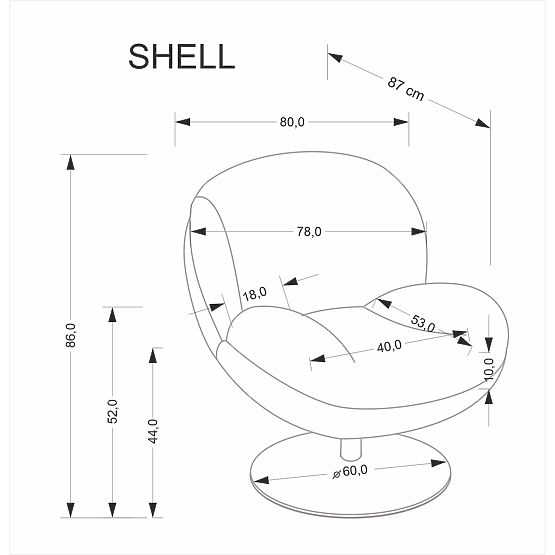 Relaksacijski stol SHELL, sivo (1p=1ks)