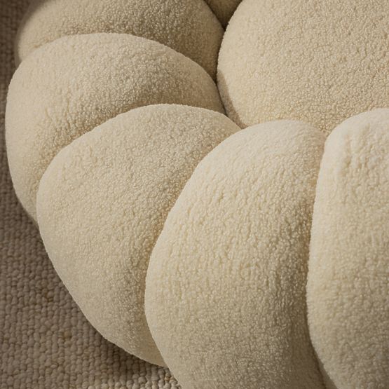 Relaksacijski stol Venezia bež z vrtljivo osnovo, boucle, zaobljene oblike