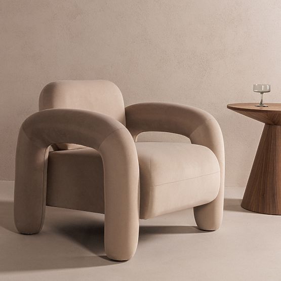 Relaksacijski stol Vico, svetlo bež, žamet