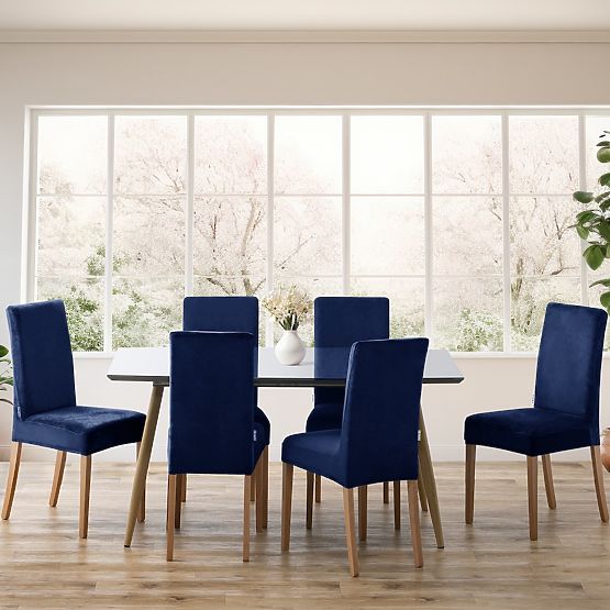 RESTILO prevleka za kavč SENTO barva indigo gladek klasični stil