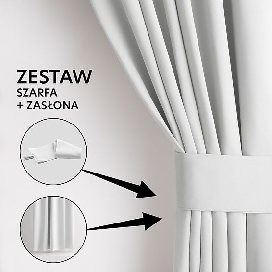 RESTILO zaves BLACKOUT barva bela, klasičen stil, srebrni obročki, material blackout