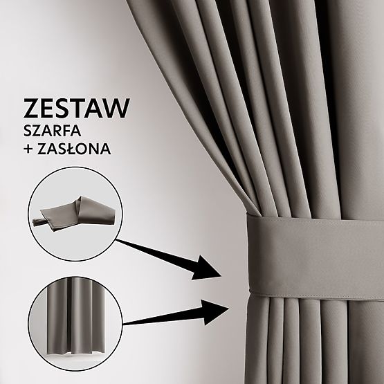 RESTILO zaves BLACKOUT barva bež, trak za pritrditev, klasični stil, trak, material blackout 140x