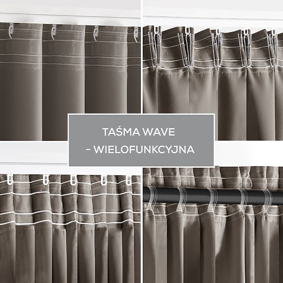 RESTILO zaves BLACKOUT barva bež, trak za pritrditev, klasični stil, trak, material blackout 140x