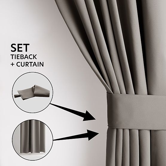 RESTILO zaves BLACKOUT barva bež, trak za pritrditev, klasični stil, trak, material blackout 140x