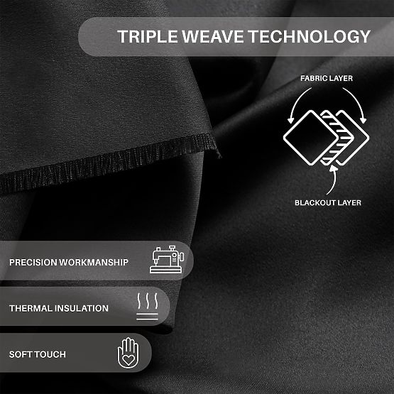 RESTILO zaves BLACKOUT barva črna, trak za zategovanje, klasičen stil, srebrne obročki, material bl