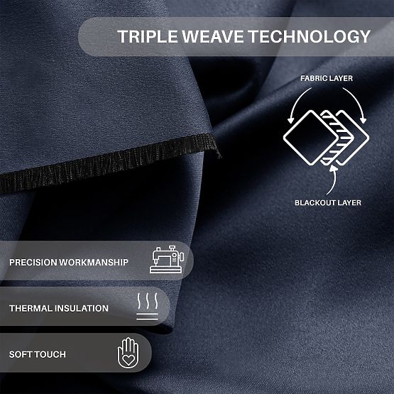 RESTILO zaves BLACKOUT barva indigo, klasičen stil, srebrne obročki, material bla