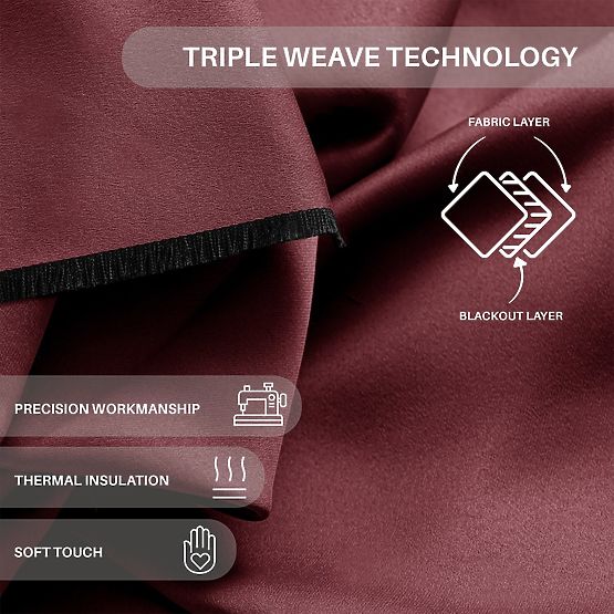 RESTILO zaves BLACKOUT barva rdeča, zatezna zavesa, klasičen stil, srebrne obročki, material b