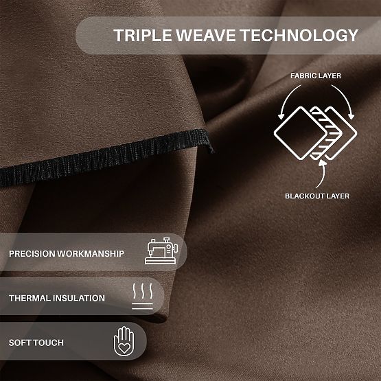 RESTILO zaves BLACKOUT barva rjava, trak za zavezovanje, klasični stil, srebrne obročki, material bl