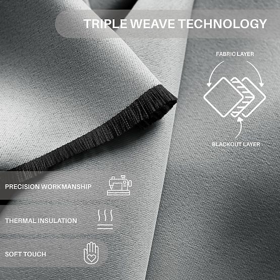 RESTILO zaves BLACKOUT barva siva, šerpa, klasični stil, srebrne obročki, material blackout