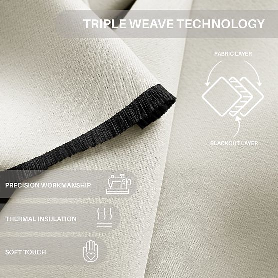 RESTILO zaves BLACKOUT kremna barva, klasičen stil, srebrne obročki, material bl