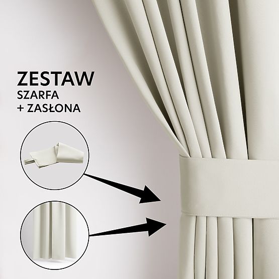 RESTILO zaves BLACKOUT kremna barva, klasičen stil, srebrne obročki, material bl