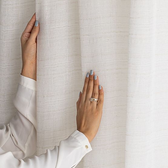 RESTILO zaves DRIMAR barva bež moderna stil srebrne obročki material lan, mikrovlakna 140x250