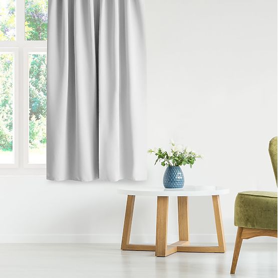 RESTILO zavesa BLACKOUT barva bela, trak za pritrditev, klasični slog, srebrne obročki, material bl