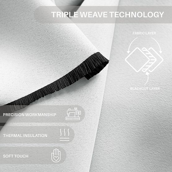 RESTILO zavesa BLACKOUT barva bela, trak za pritrditev, klasični slog, srebrne obročki, material bl