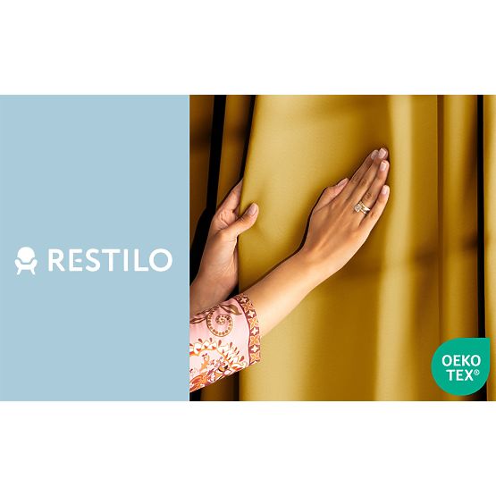 RESTILO zavesa BLACKOUT barva gorčična, klasičen stil, srebrni obročki, material