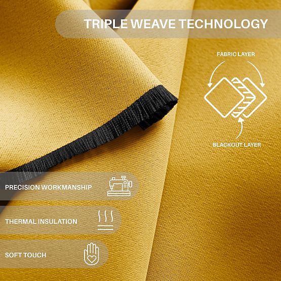 RESTILO zavesa BLACKOUT barva gorčična, klasičen stil, srebrni obročki, material