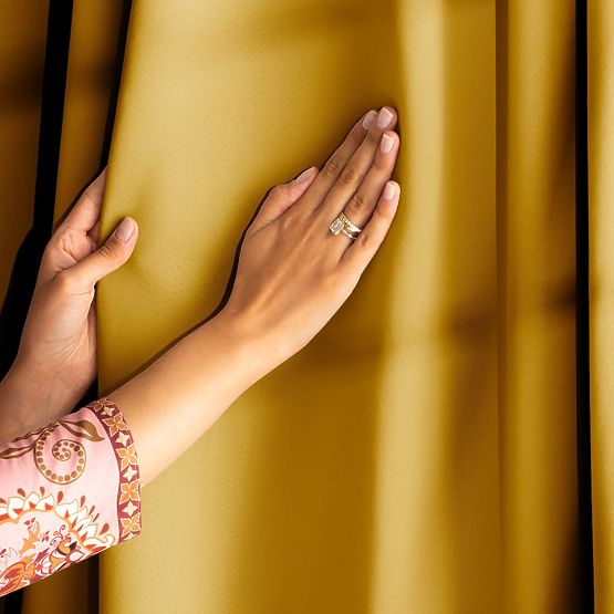 RESTILO zavesa BLACKOUT barva gorčična šerpa klasičen stil srebrne obročki material