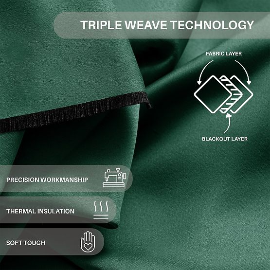 RESTILO zavesa BLACKOUT barva steklenično zelena, klasičen slog, srebrne obročki