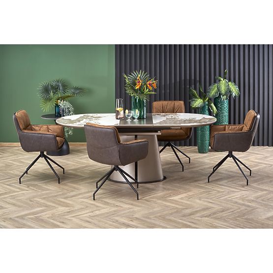 ROBINSON raztegljiva miza, bež marmor / kapučino / črna